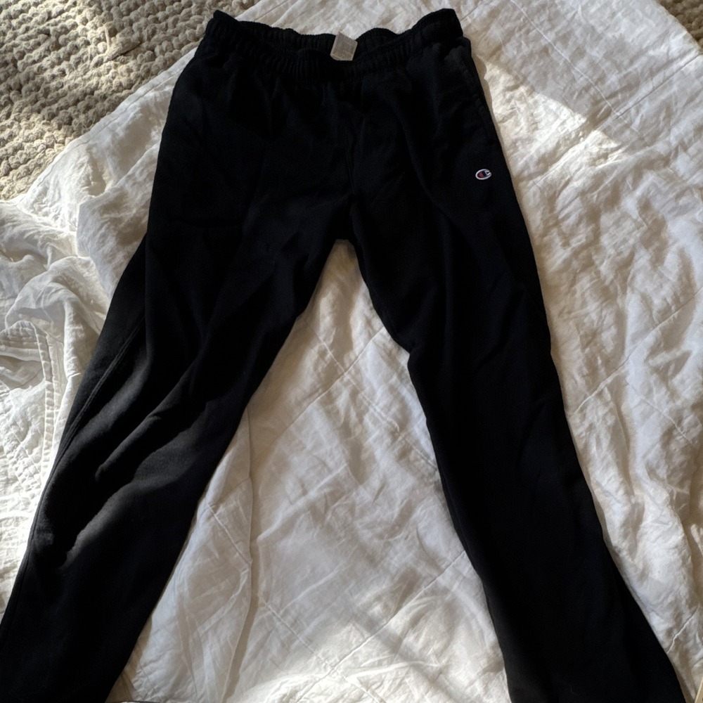 Champion Black Sweatpants Pants Logo Drawstring Elastic Waist Men's Size 2XL